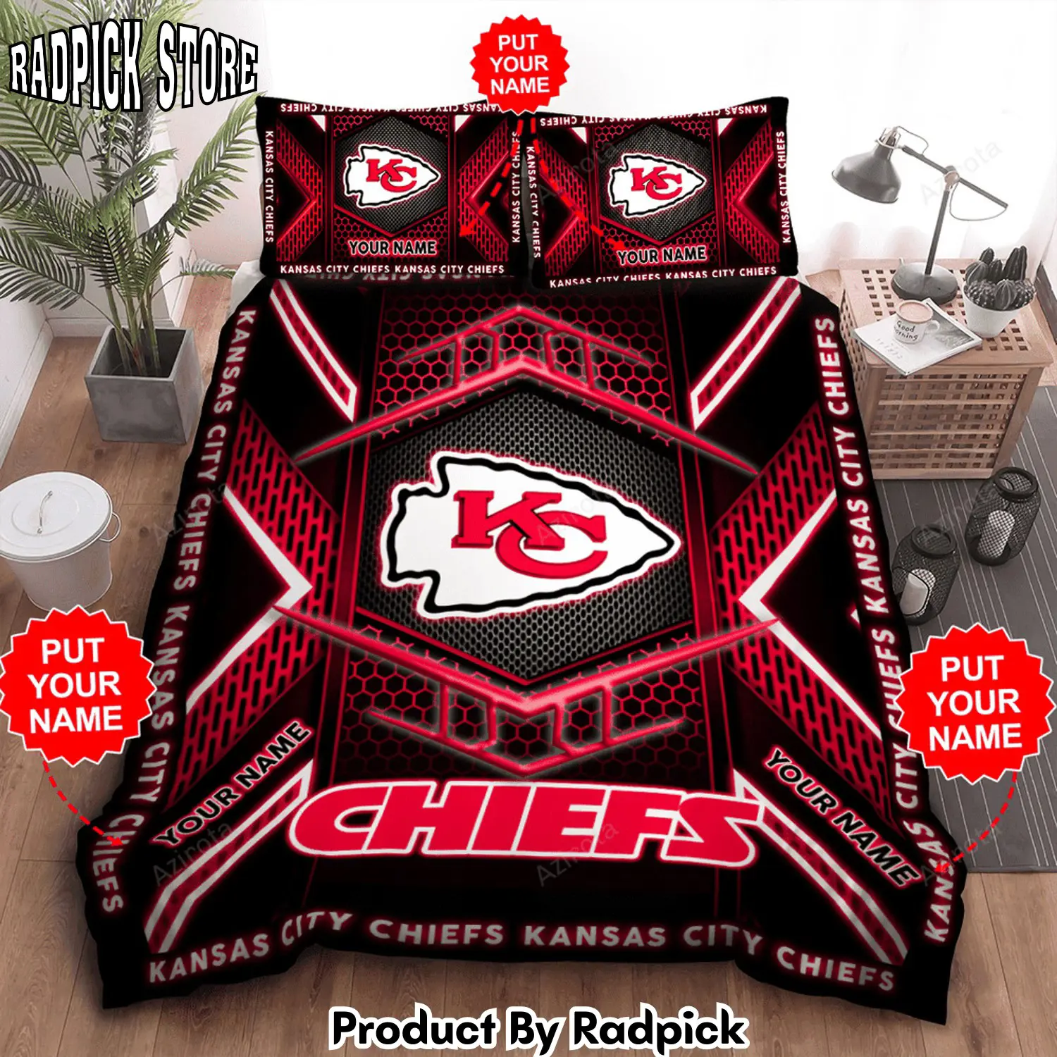 Radpick v6 personalized kansas city chiefs gift for big fans bedding set rp327497